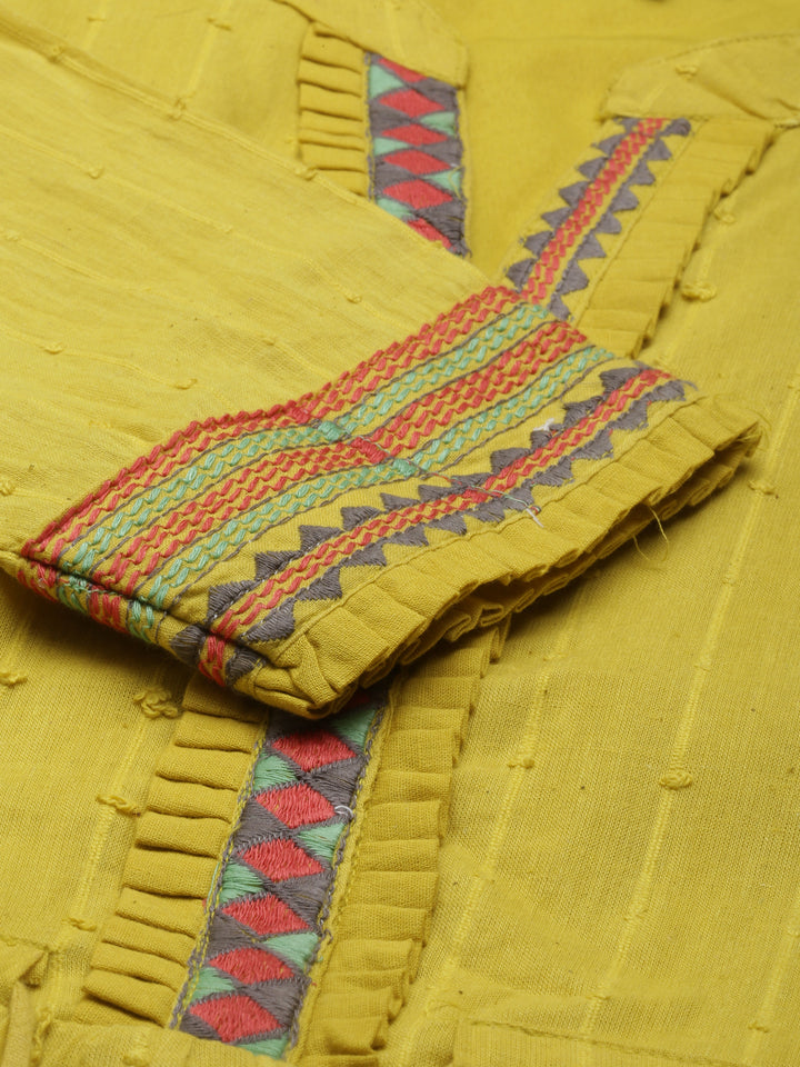 Neerus Yellow cotton maxi dress - detail view 4