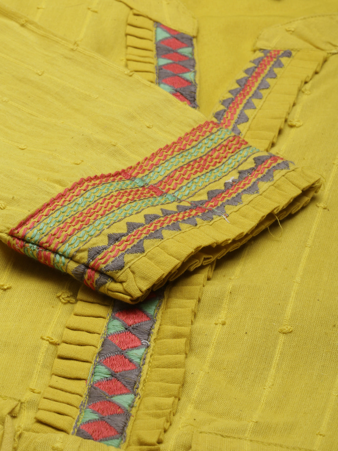 Neeru'S Lemon Color Cotton Fabric Gown