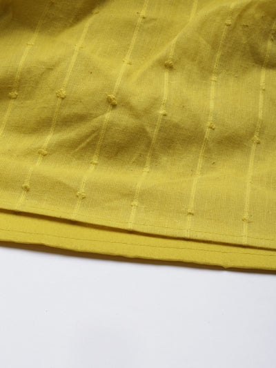 Neeru'S Lemon Color Cotton Fabric Gown
