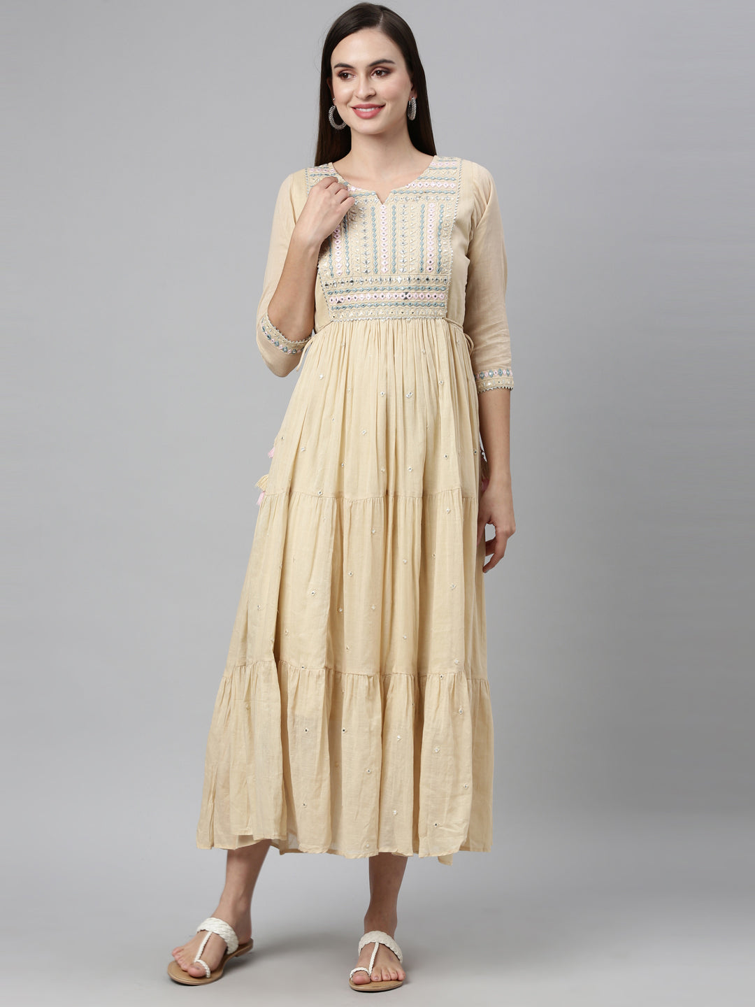 Neeru'S CREAM color, COTTON fabric Kurta