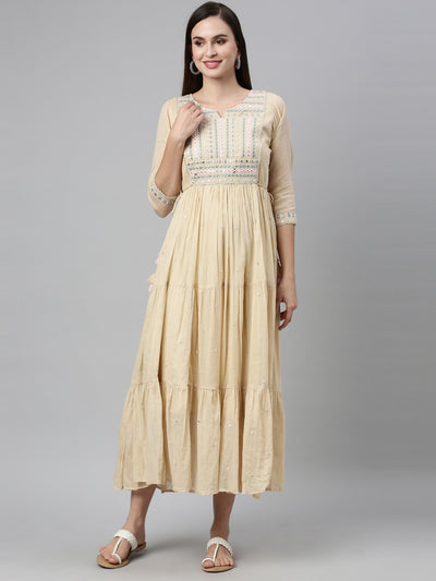 Neeru'S CREAM color, COTTON fabric Kurta