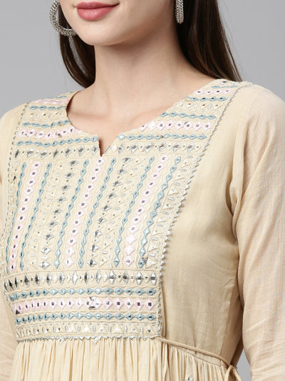 Neeru'S CREAM color, COTTON fabric Kurta