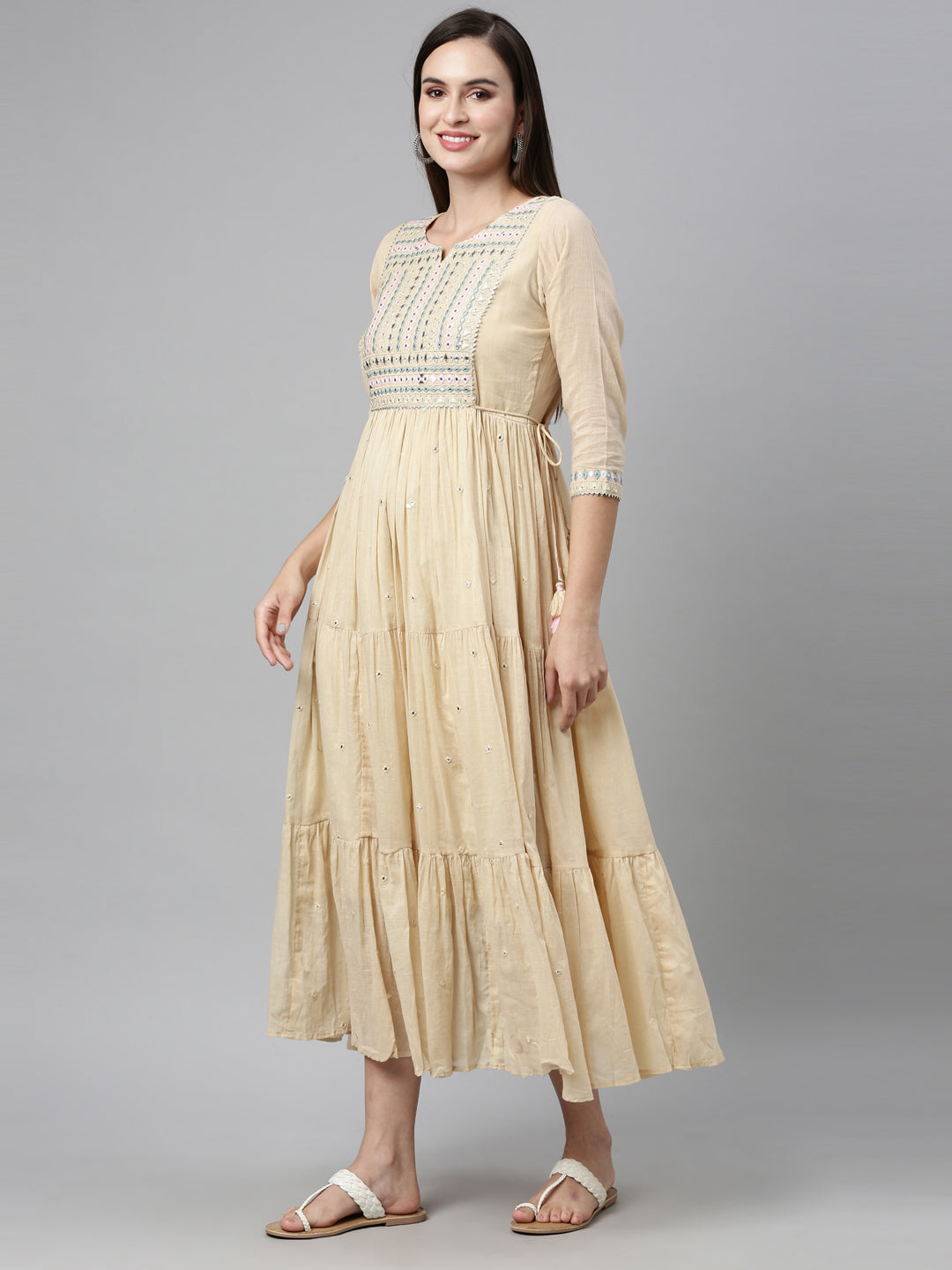 Neeru'S CREAM color, COTTON fabric Kurta
