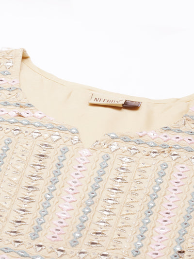 Neeru'S CREAM color, COTTON fabric Kurta