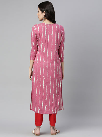 Neeru'S ONION color, RAYON fabric Kurta