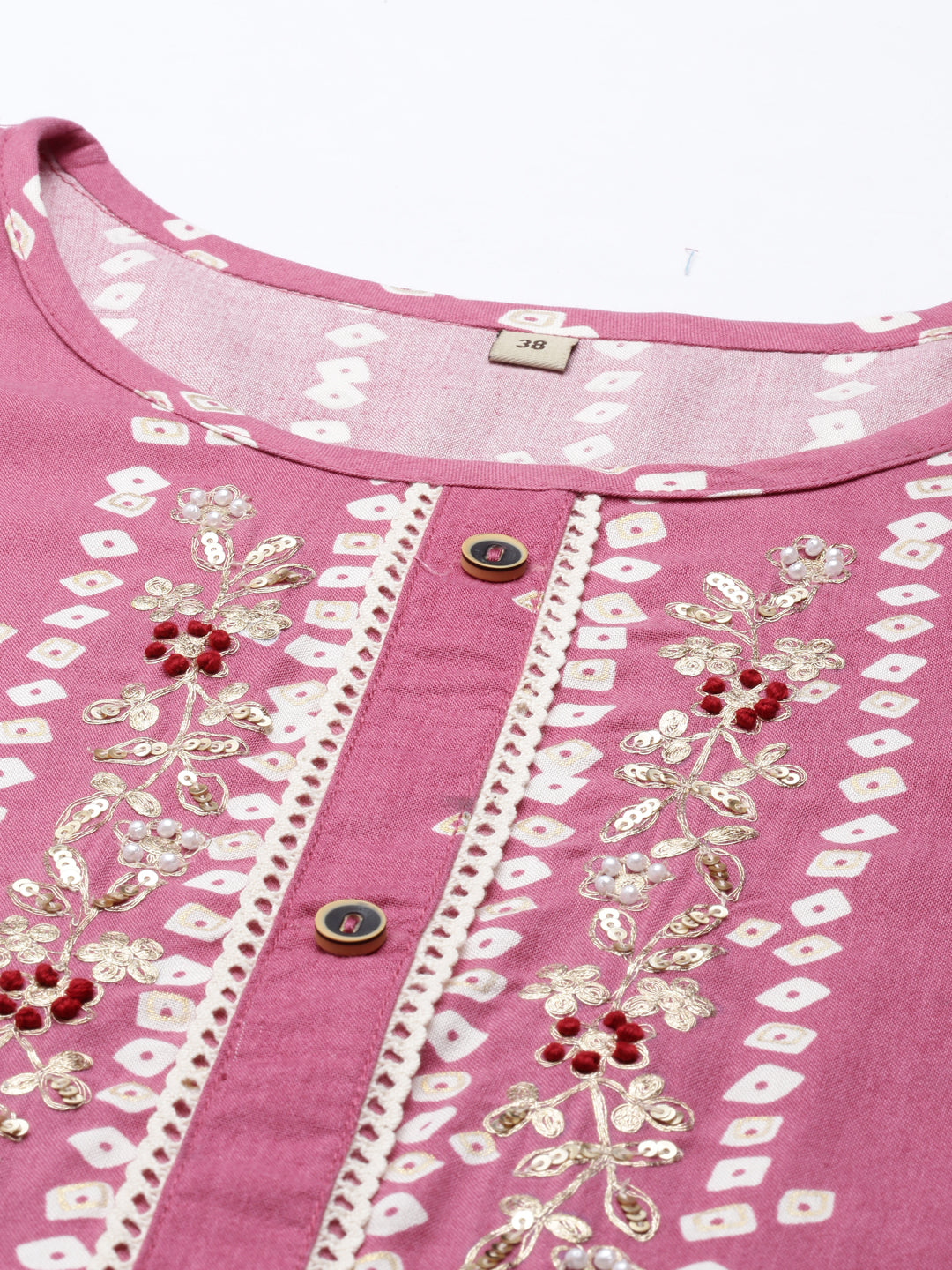 Neerus Onion Color Rayon Fabric Kurta