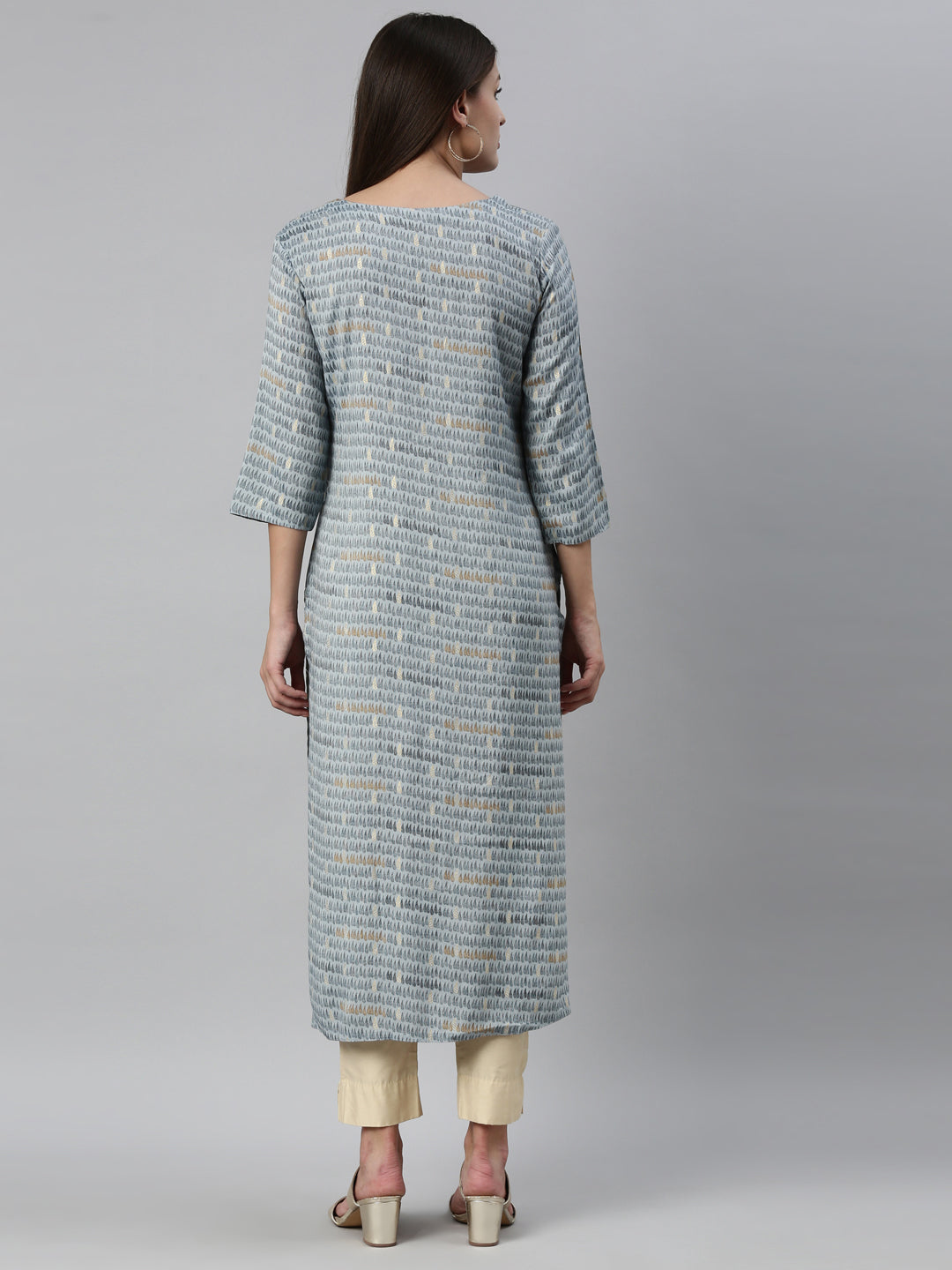 Neeru'S Indigo Color Slub Rayon Fabric Kurta