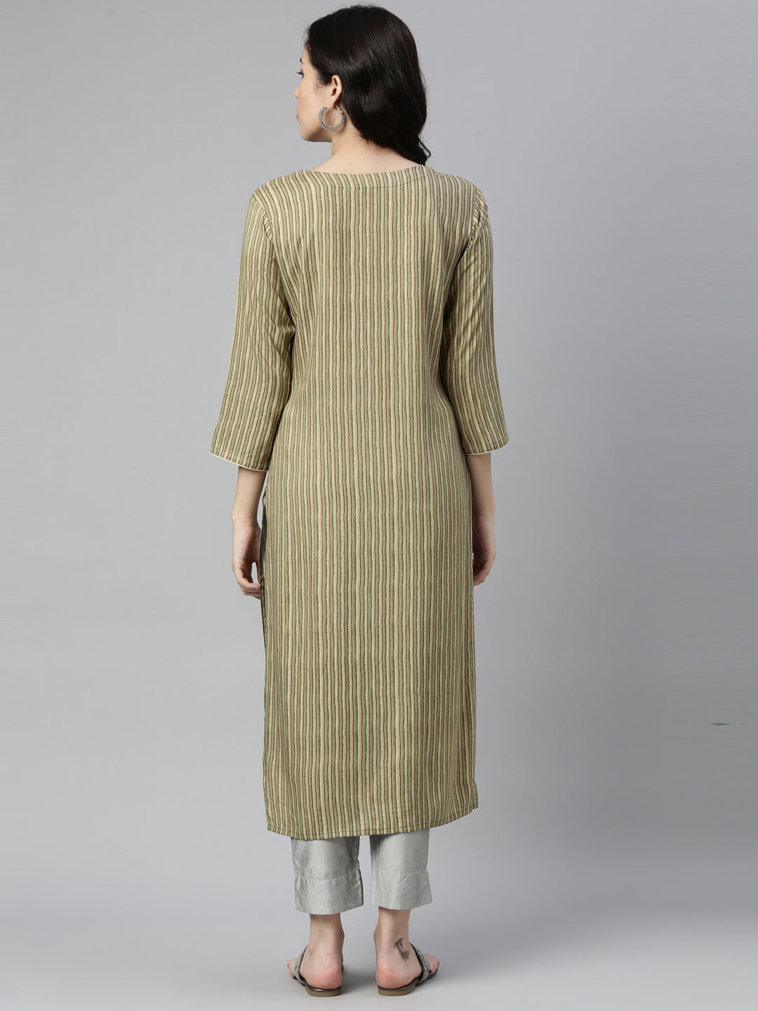Neerus Green Color Rayon Fabric Kurta