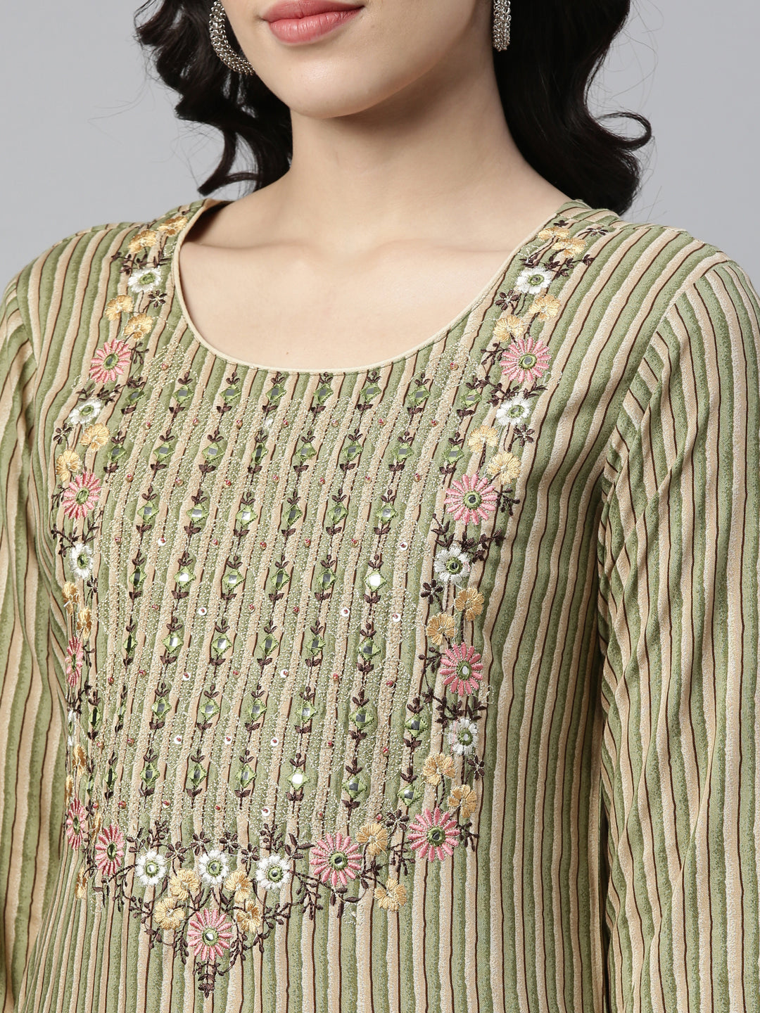Neerus Green Color Rayon Fabric Kurta