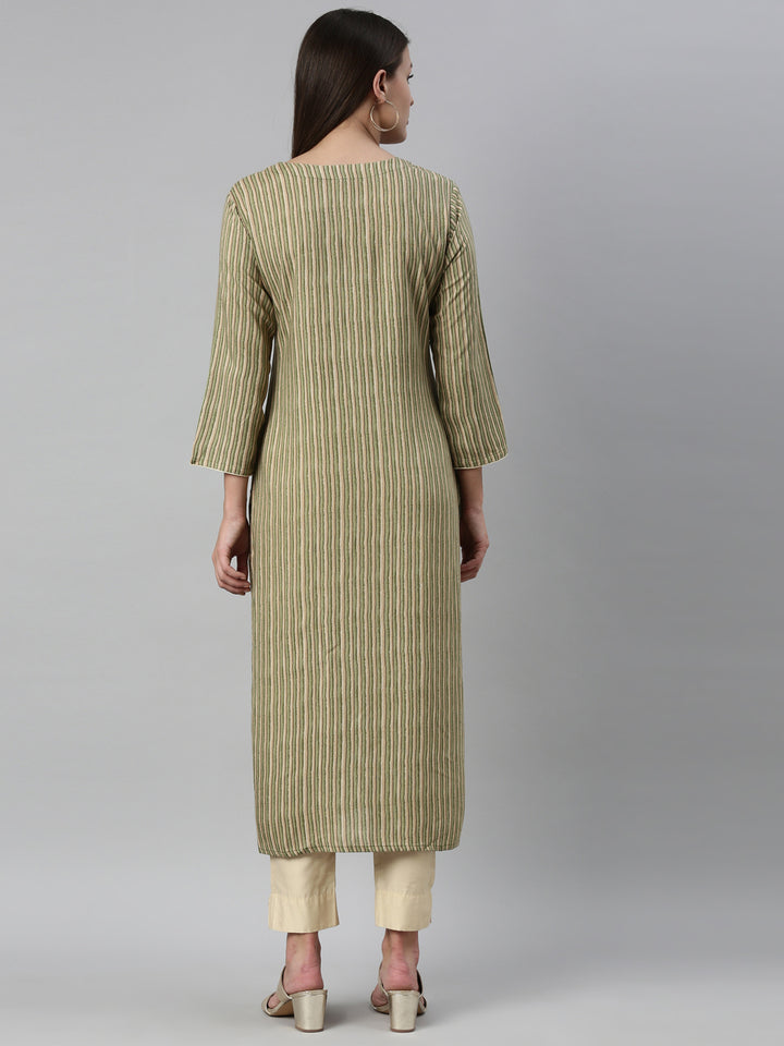 Neerus Green Color Rayon Fabric Kurta