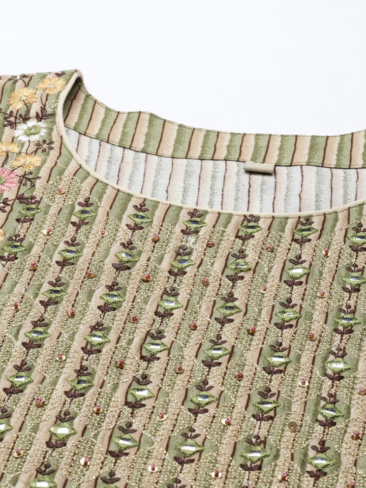 Neerus Green Color Rayon Fabric Kurta