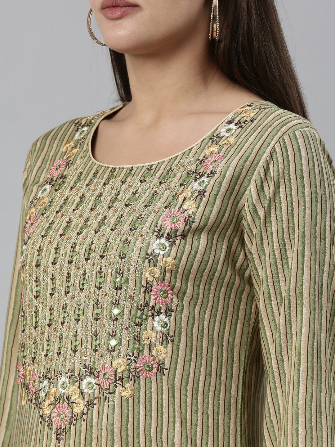 Neerus Green Color Rayon Fabric Kurta