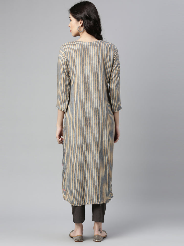Neerus Grey Color Rayon Fabric Kurta