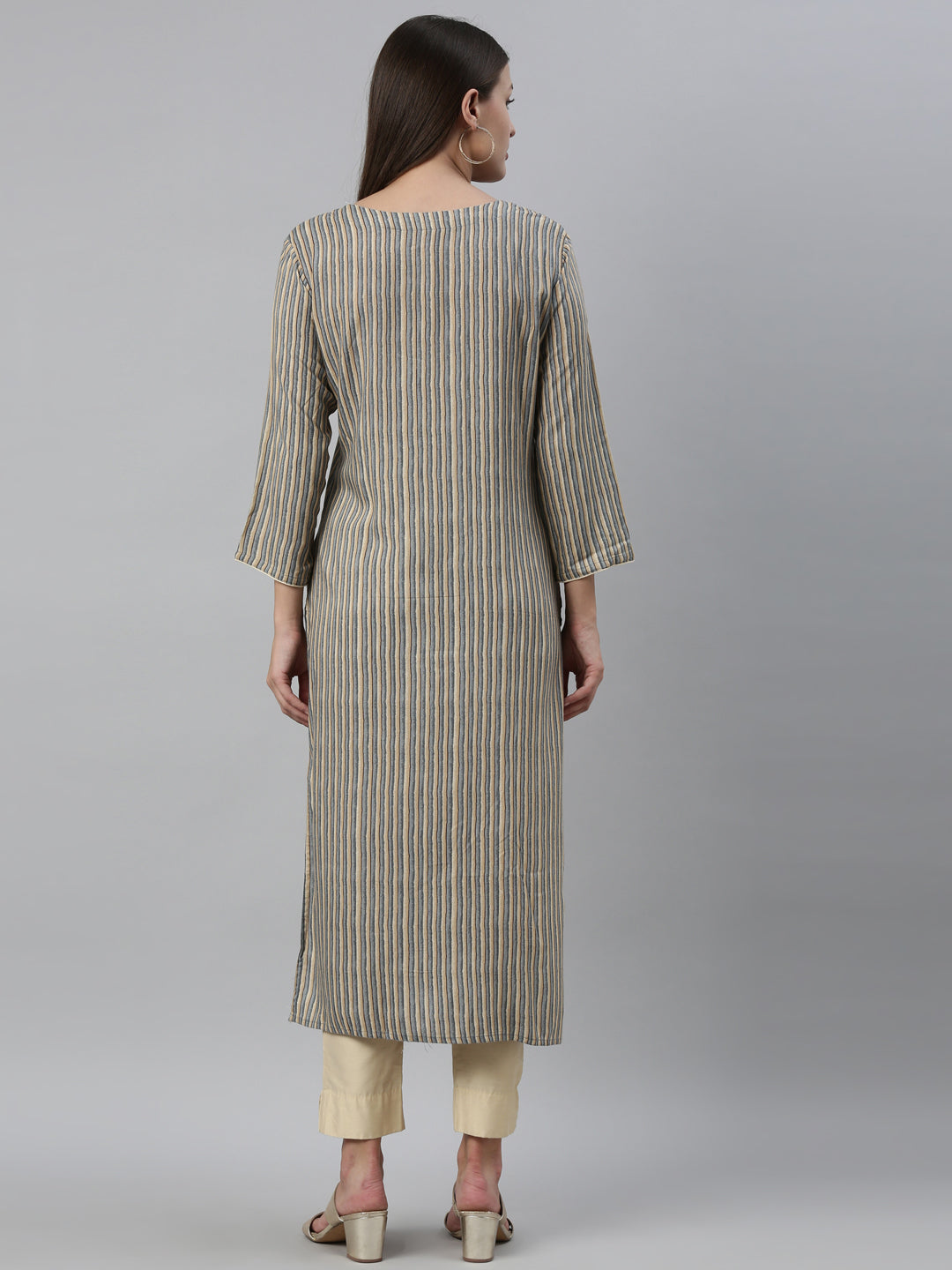 Neerus Grey Color Rayon Fabric Kurta