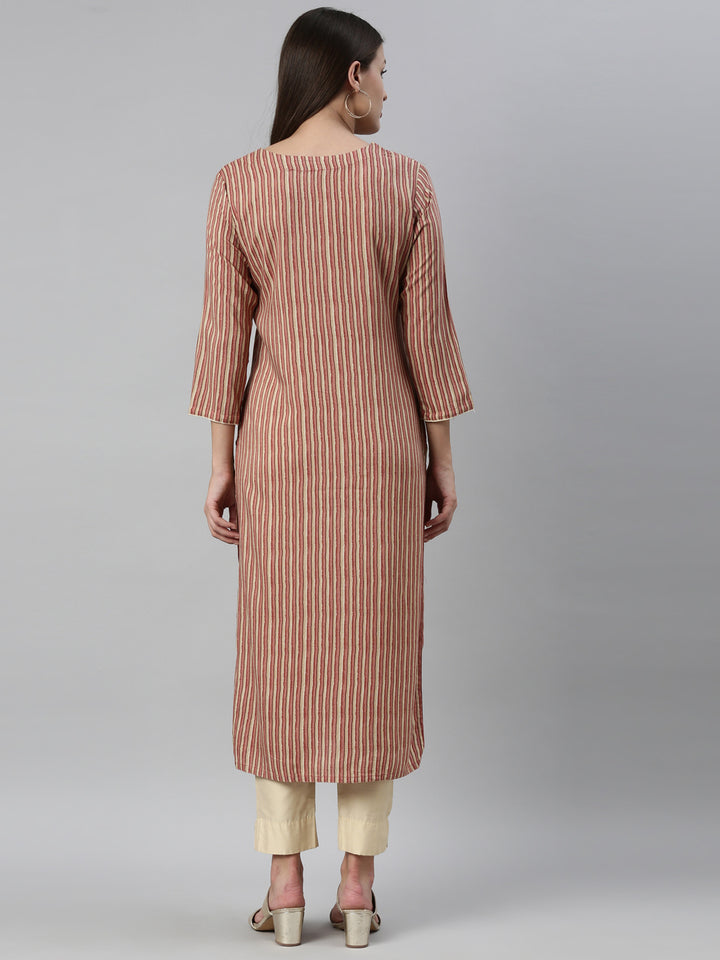 Neerus Orange rayon solid kurti - detail view 2