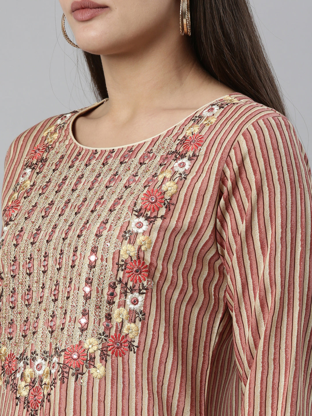 Neerus Orange rayon solid kurti - detail view 5