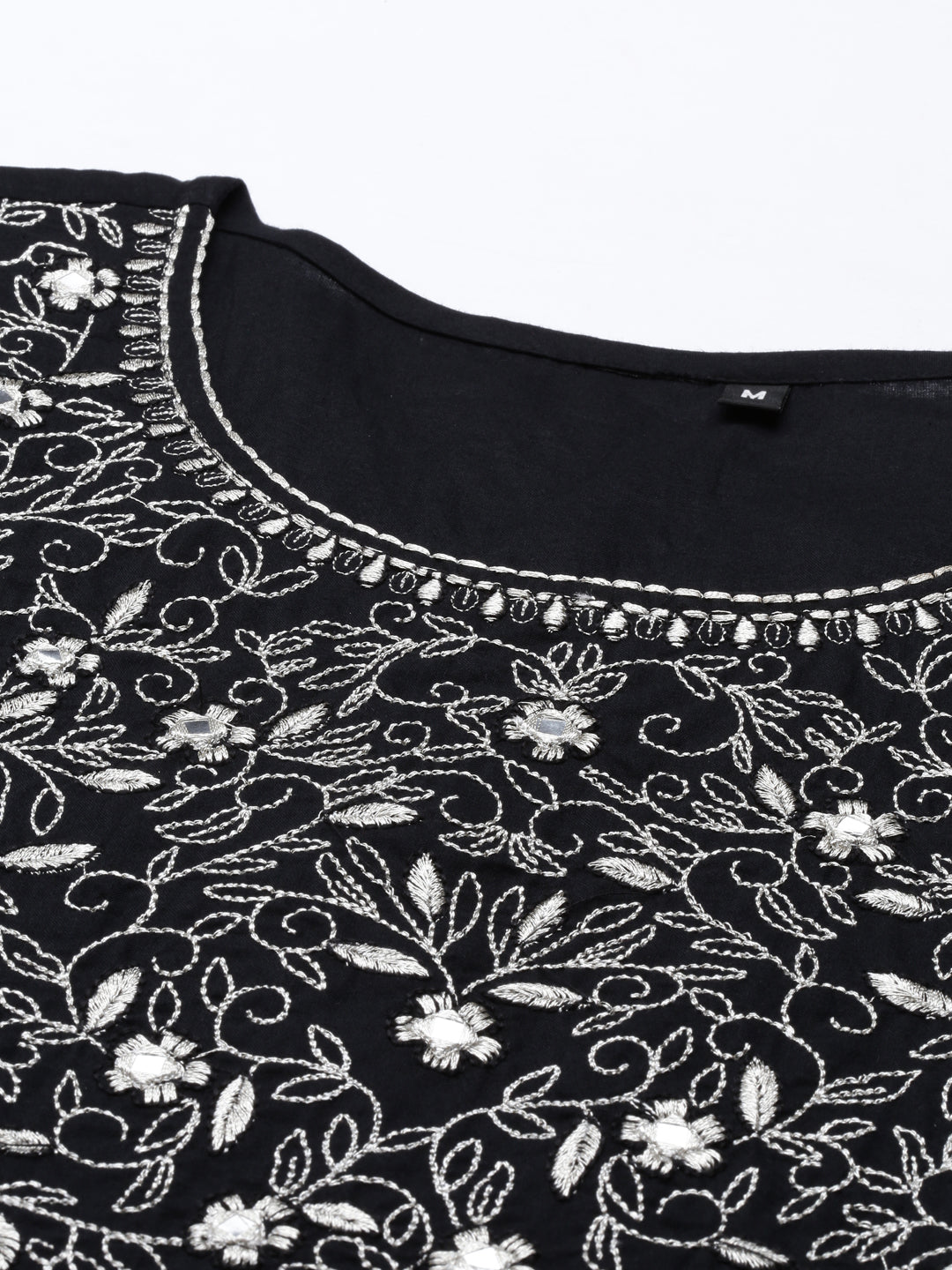 Neerus Black Color Cotton Fabric Kurta