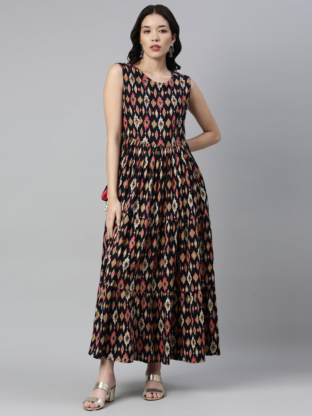 Neerus Blue Rayon Embellished Anarkali Kurta - detail view 3
