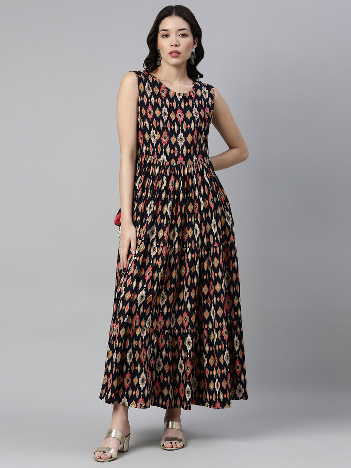 Neerus Blue Rayon Embellished Anarkali Kurta - detail view 3