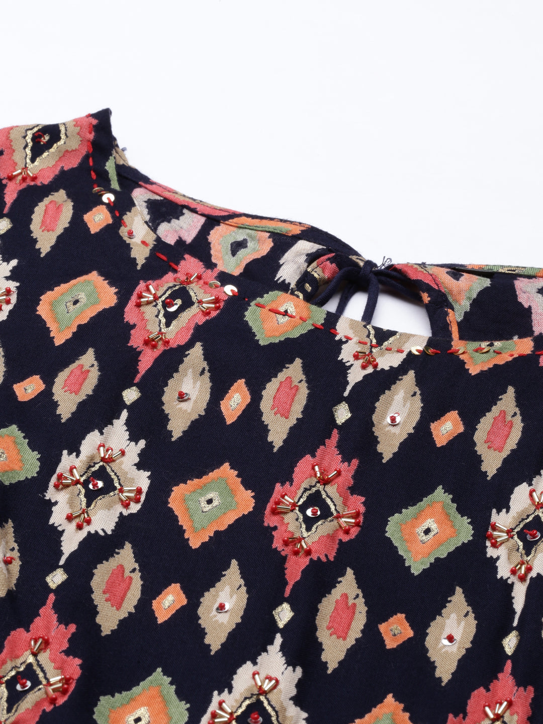Neerus Blue Rayon Embellished Anarkali Kurta - detail view 2
