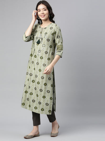 Neeru's Green Color Rayon Fabric Kurta
