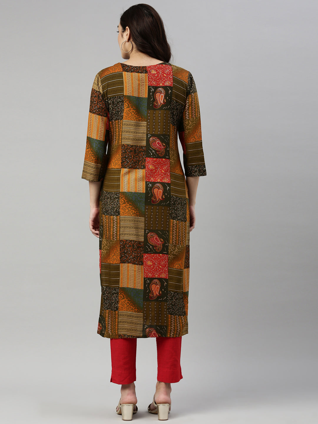 Neerus Printed Color Rayon Fabric Kurta