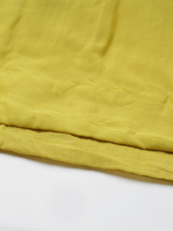 Neerus Yellow muslin solid kurti - detail view 5