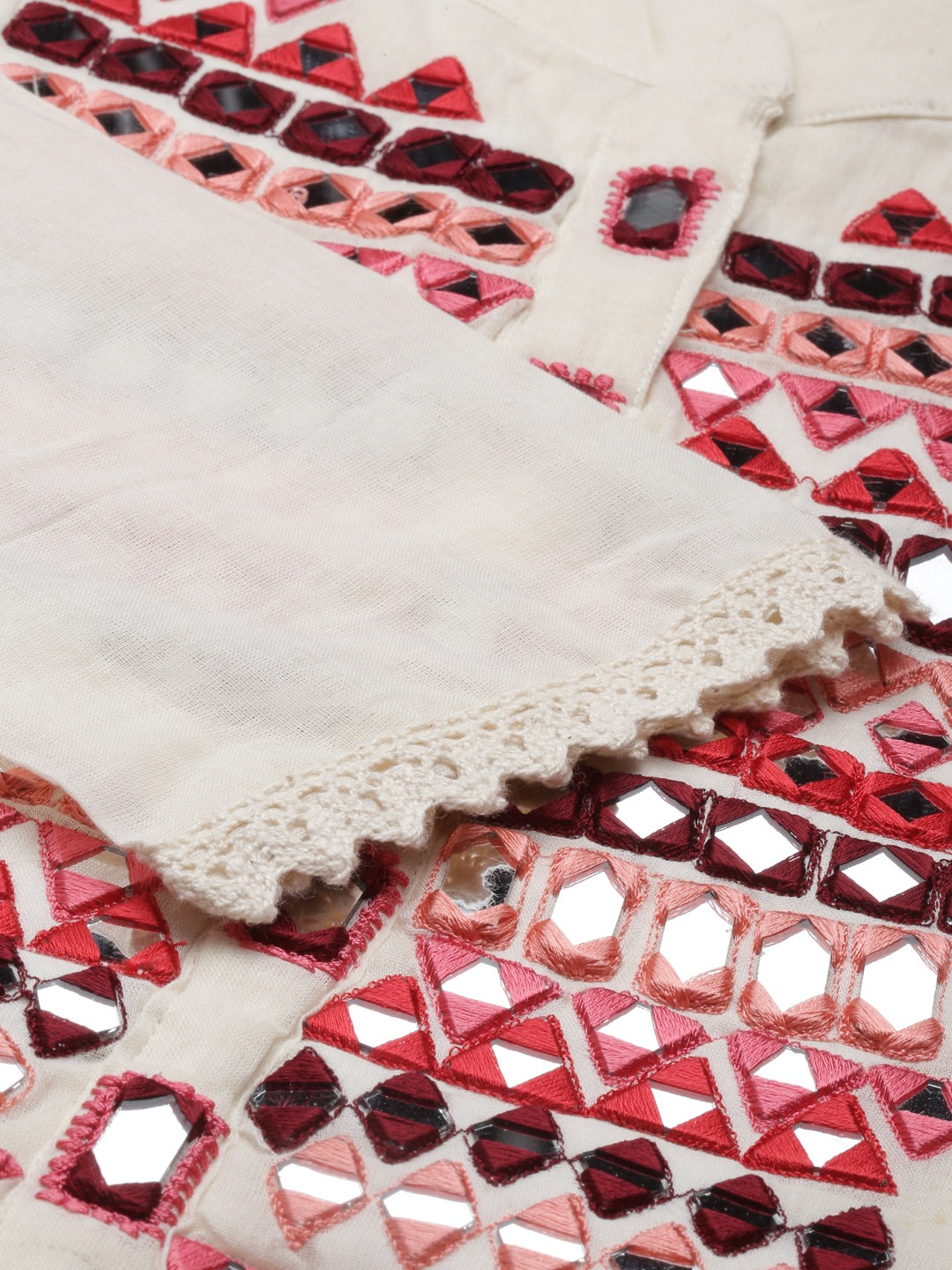 Neeru'S Cream Color Chanderi Fabric Kurta