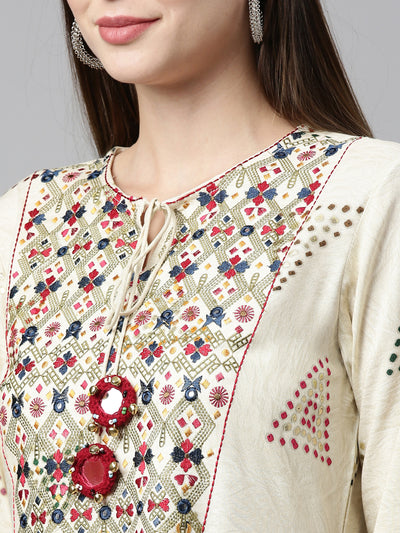 Neeru'S CREAM color, RAYON fabric Kurta
