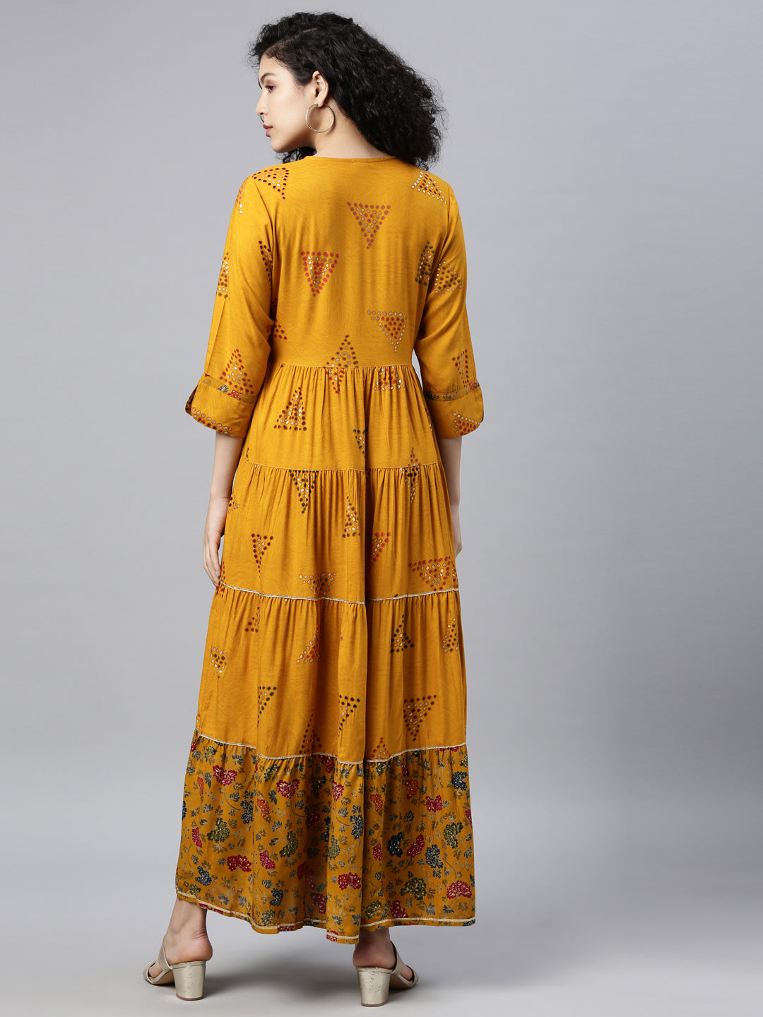 Neerus Mustard Color Rayon Fabric Kurta