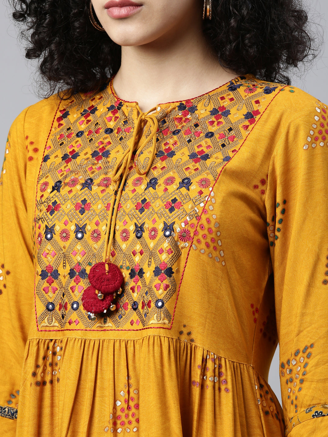 Neerus Mustard Color Rayon Fabric Kurta