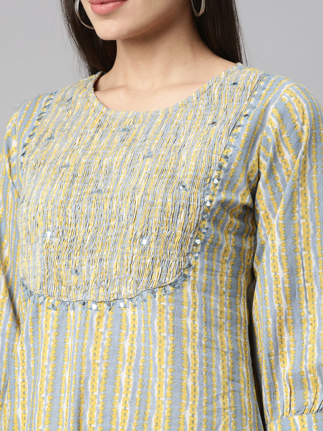 Neerus Blue Color Cotton Fabric Kurta