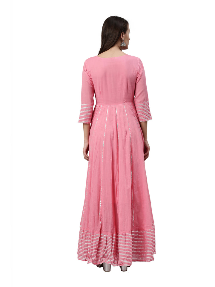 Neerus Pink Color Cotton Fabric Kurta