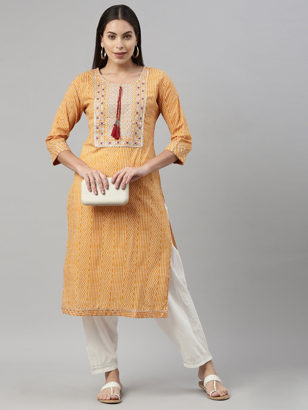 Neeru'S MUSTARD Color COTTON Fabric Kurta