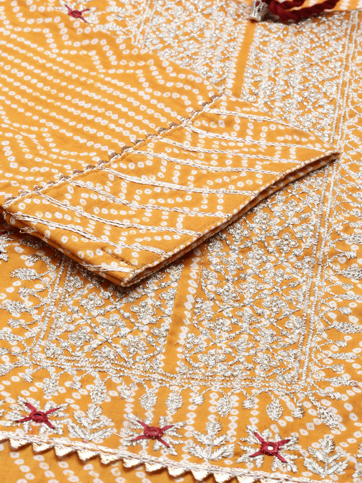 Neerus Mustard Color Cotton Fabric Kurta