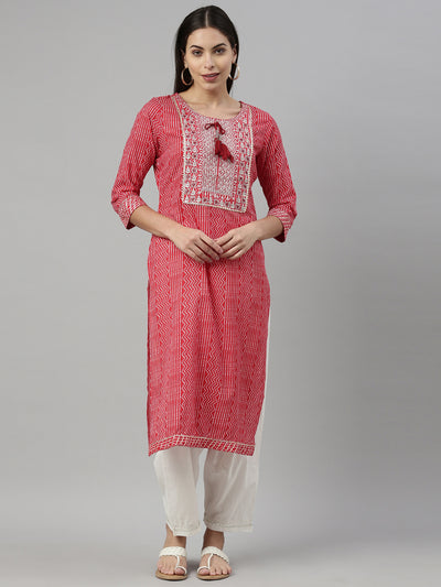 Neeru'S RED Color COTTON Fabric Kurta