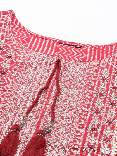 Neeru'S RED Color COTTON Fabric Kurta