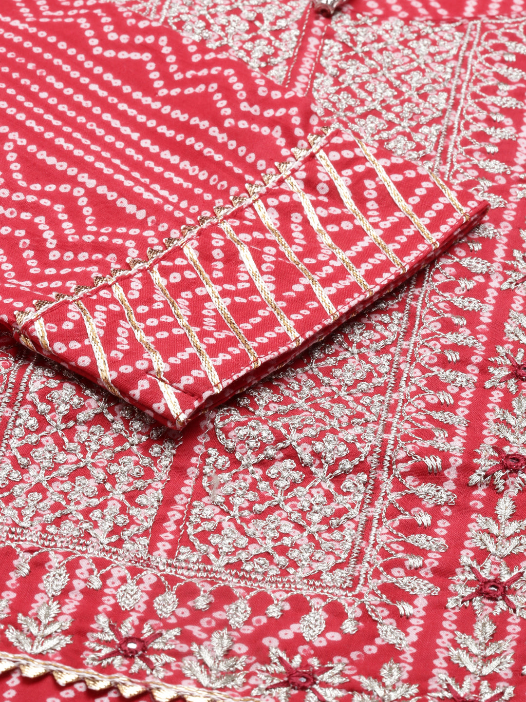 Neerus Red cotton solid kurta - detail view 4