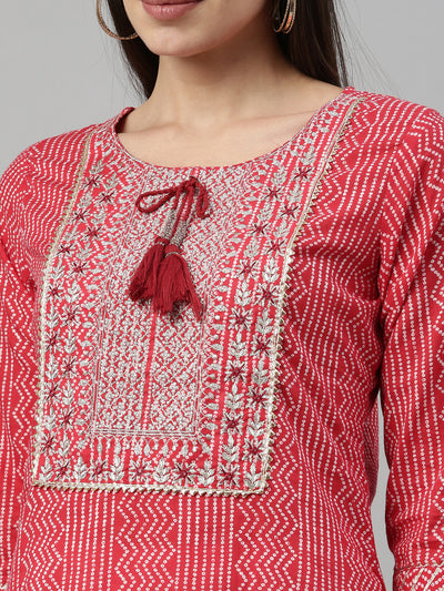 Neeru'S RED Color COTTON Fabric Kurta