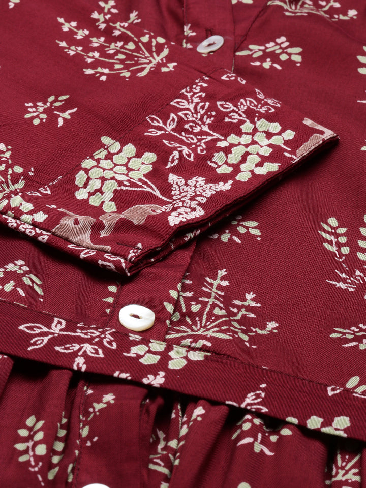 Neerus Maroon Color Santoon Fabric Kurta