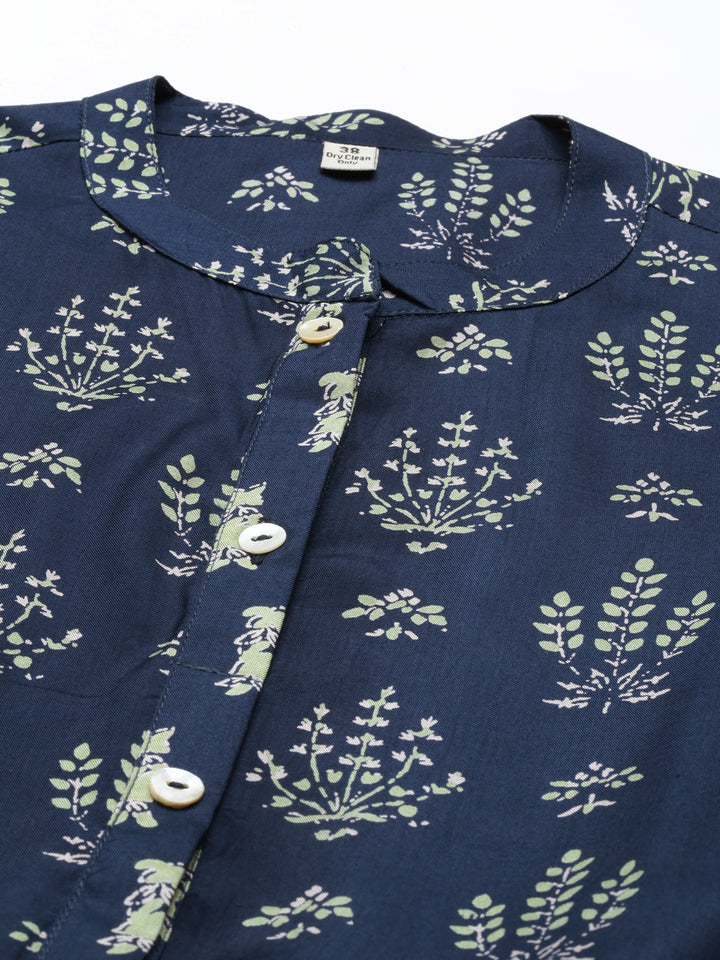 Neerus Blue Shantoon printed kurti - back view