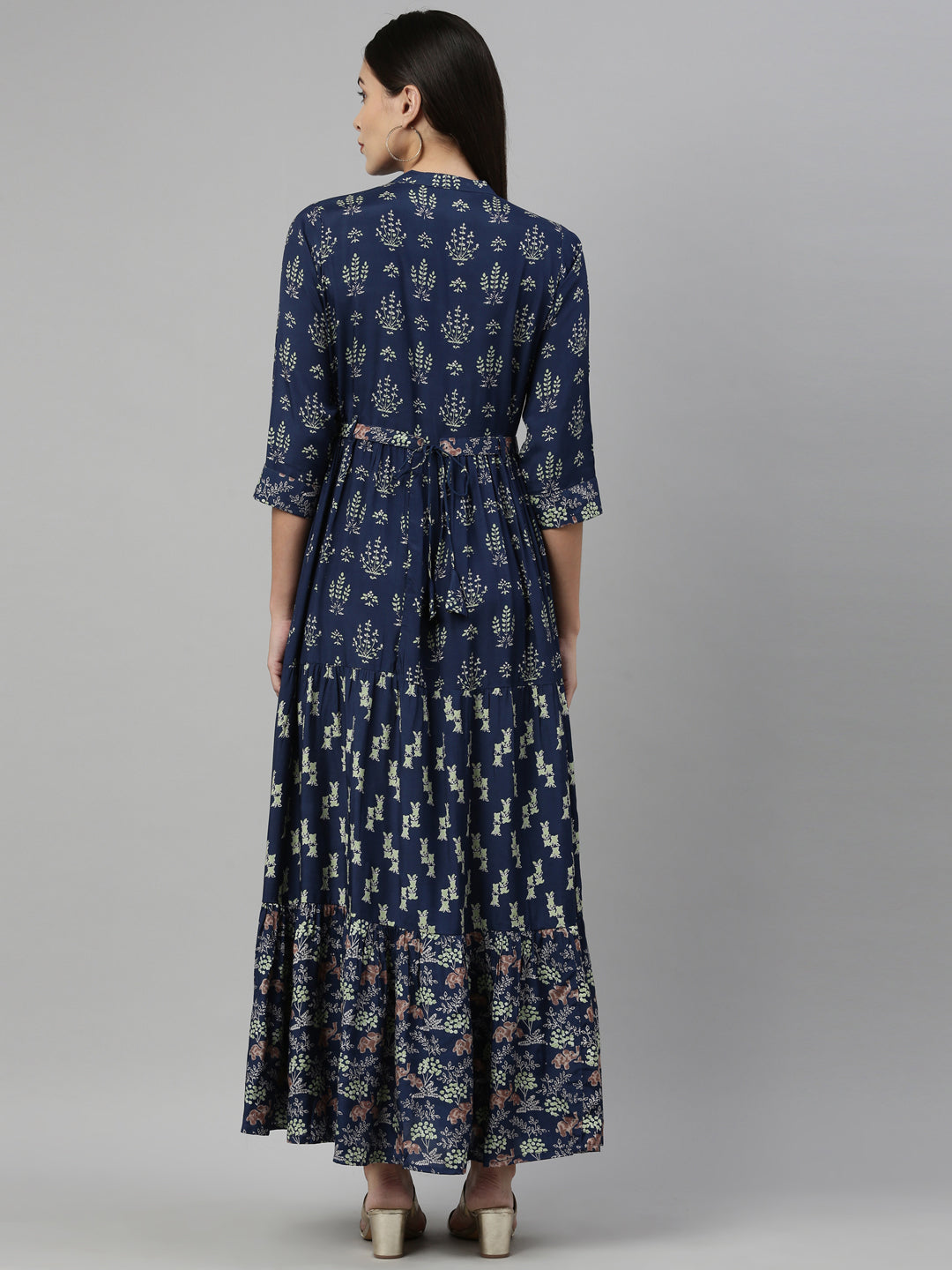 Neerus Blue Shantoon printed kurti - detail view 2