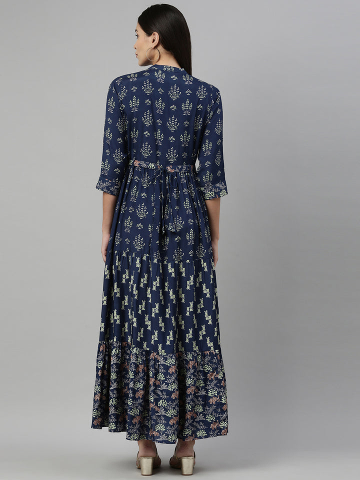 Neerus Blue Shantoon printed kurti - detail view 2
