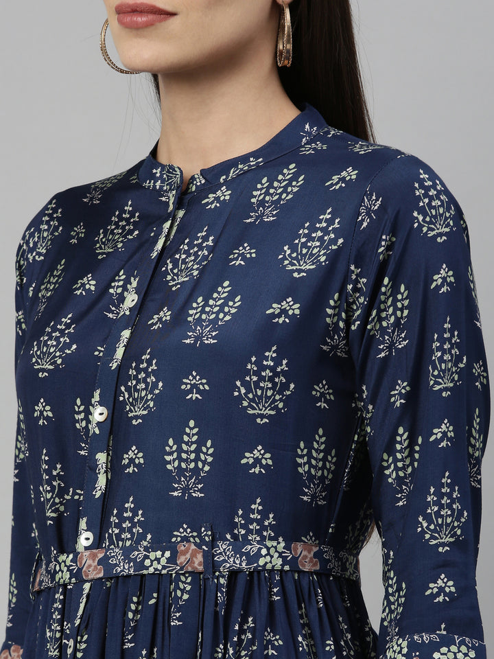 Neerus Blue Shantoon printed kurti - detail view 5