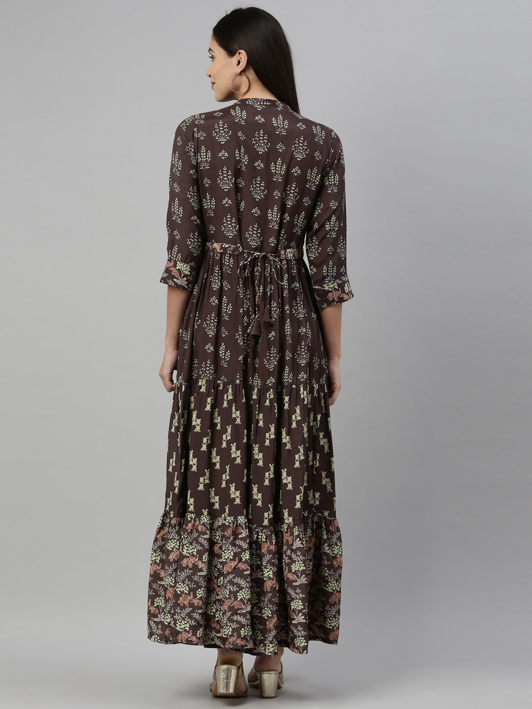 Neerus Olive Color Santoon Fabric Kurta