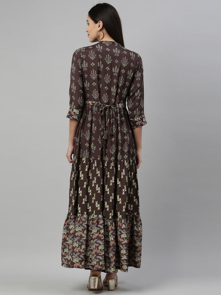 Neerus Olive Color Santoon Fabric Kurta