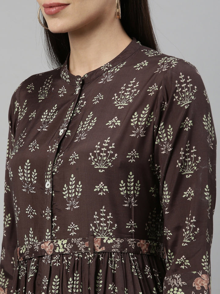 Neerus Olive Color Santoon Fabric Kurta