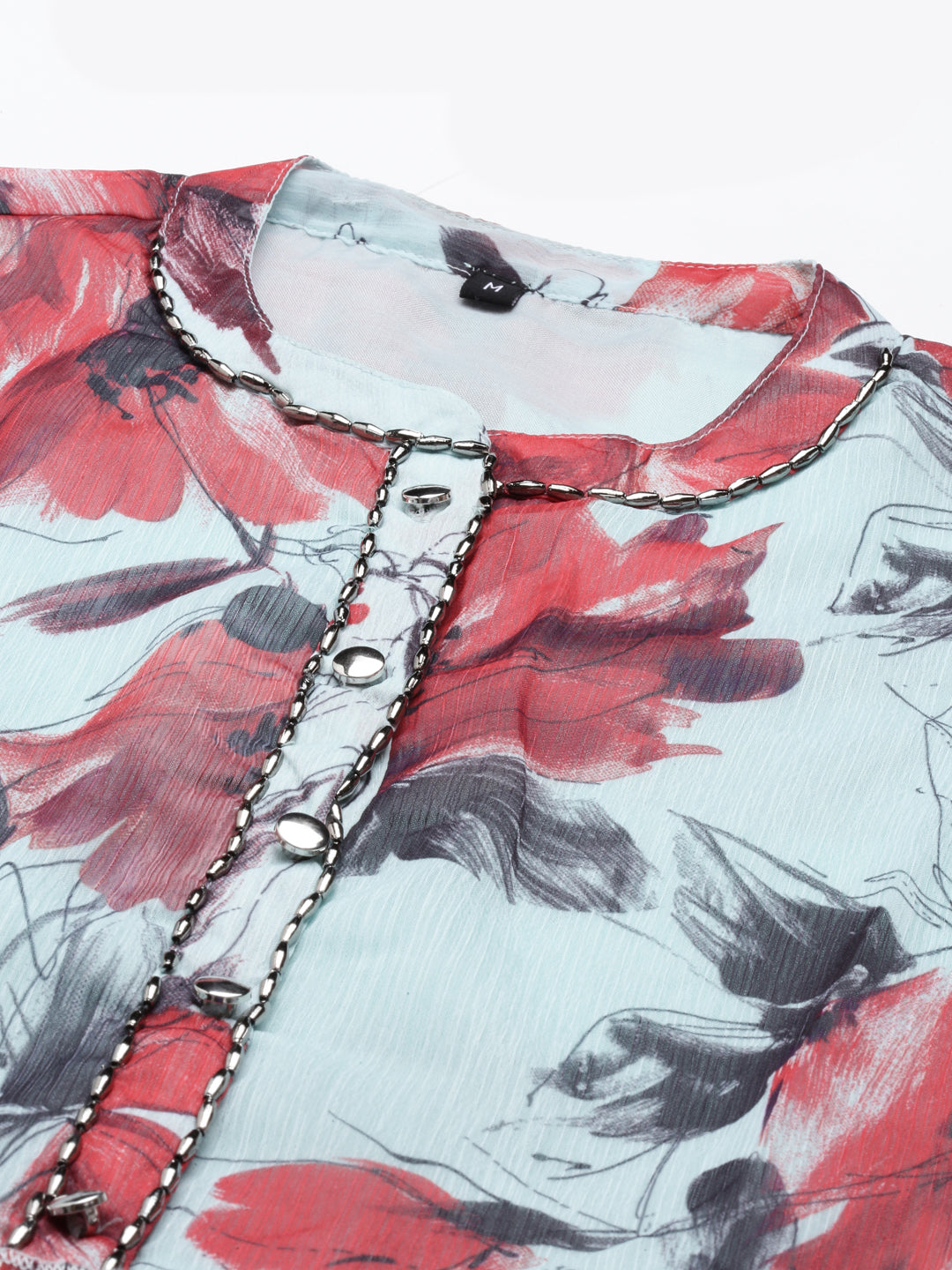 Neerus Green chiffon solid kurta - detail view 6