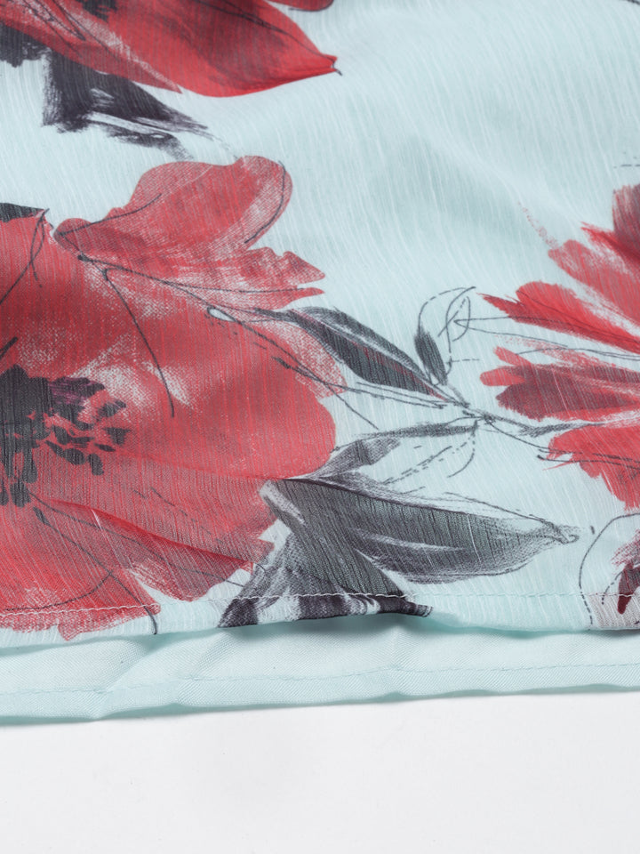 Neerus Green chiffon solid kurta - detail view 4