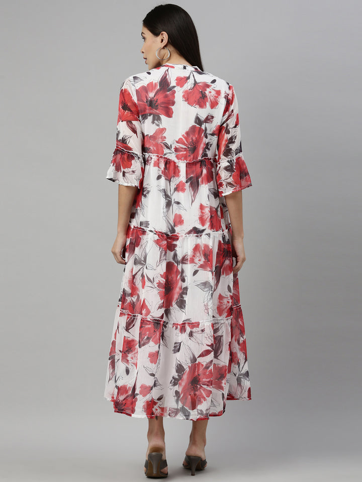 Neerus White chiffon straight kurti - detail view 1